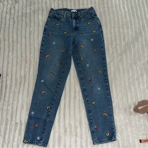 NORDSTROM BP. MIXED EMBROIDERY '60s-revival MOM JEANS • Size 26